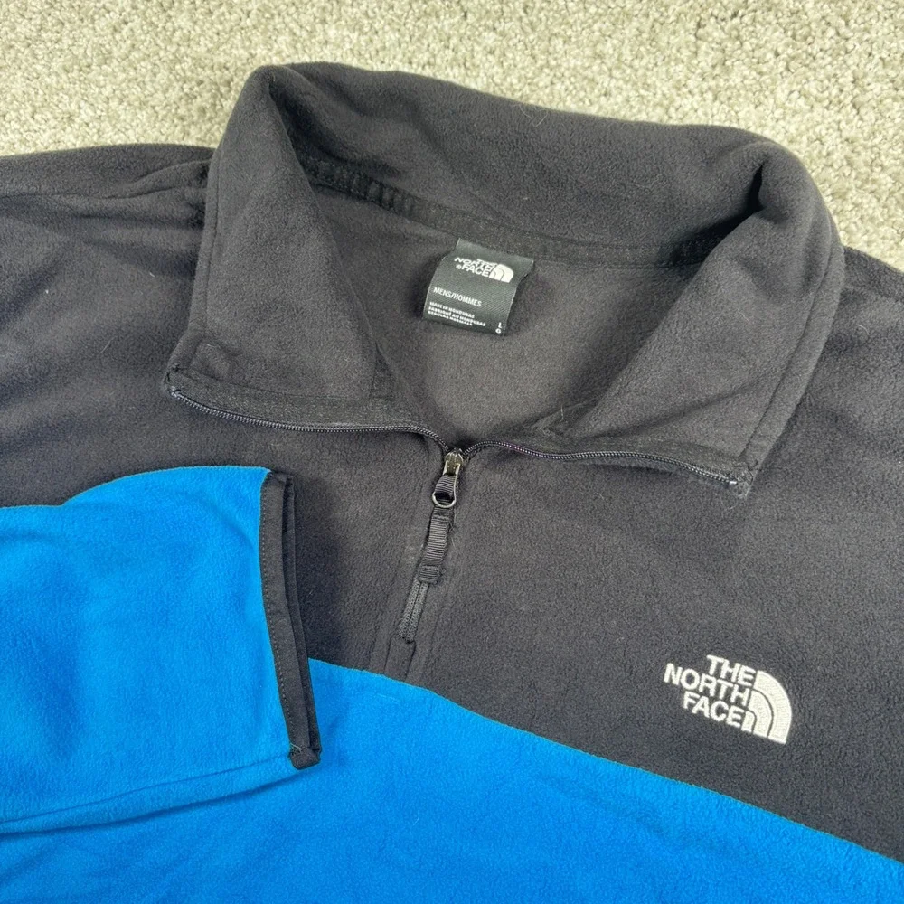 The North Face Fleece Pullover Mens L Blue Black TKA 100 Quarter Zip Jacket
